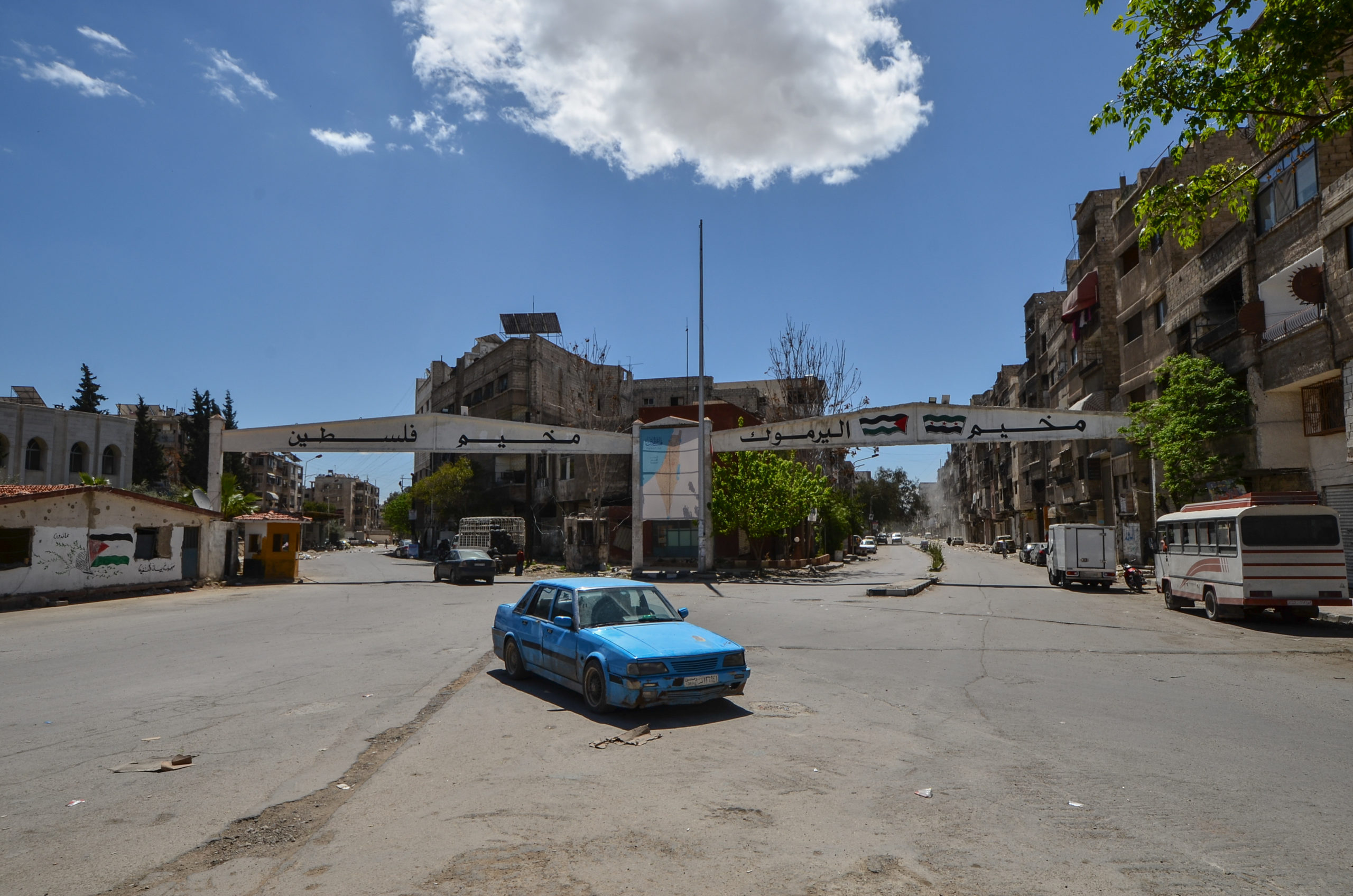 Northern entrance to Yarmouk Street and Palestine Street from Fawzi Al-Kawikji Street, April–June 2025.