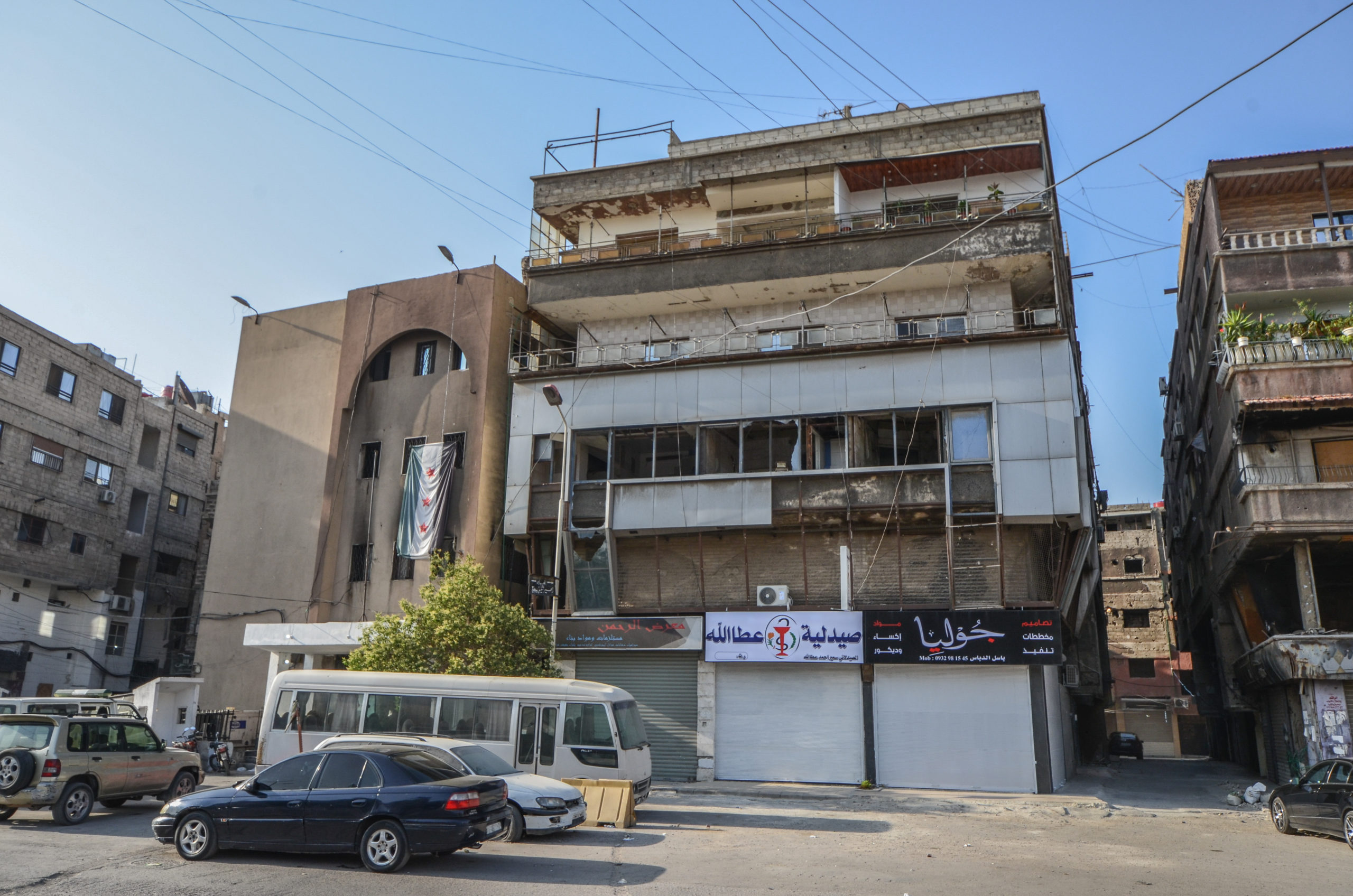 Yarmouk police station and Rahma Hospital, Fauzi al-Kawikji street, north entrance to Yarmouk, April-June 2025.