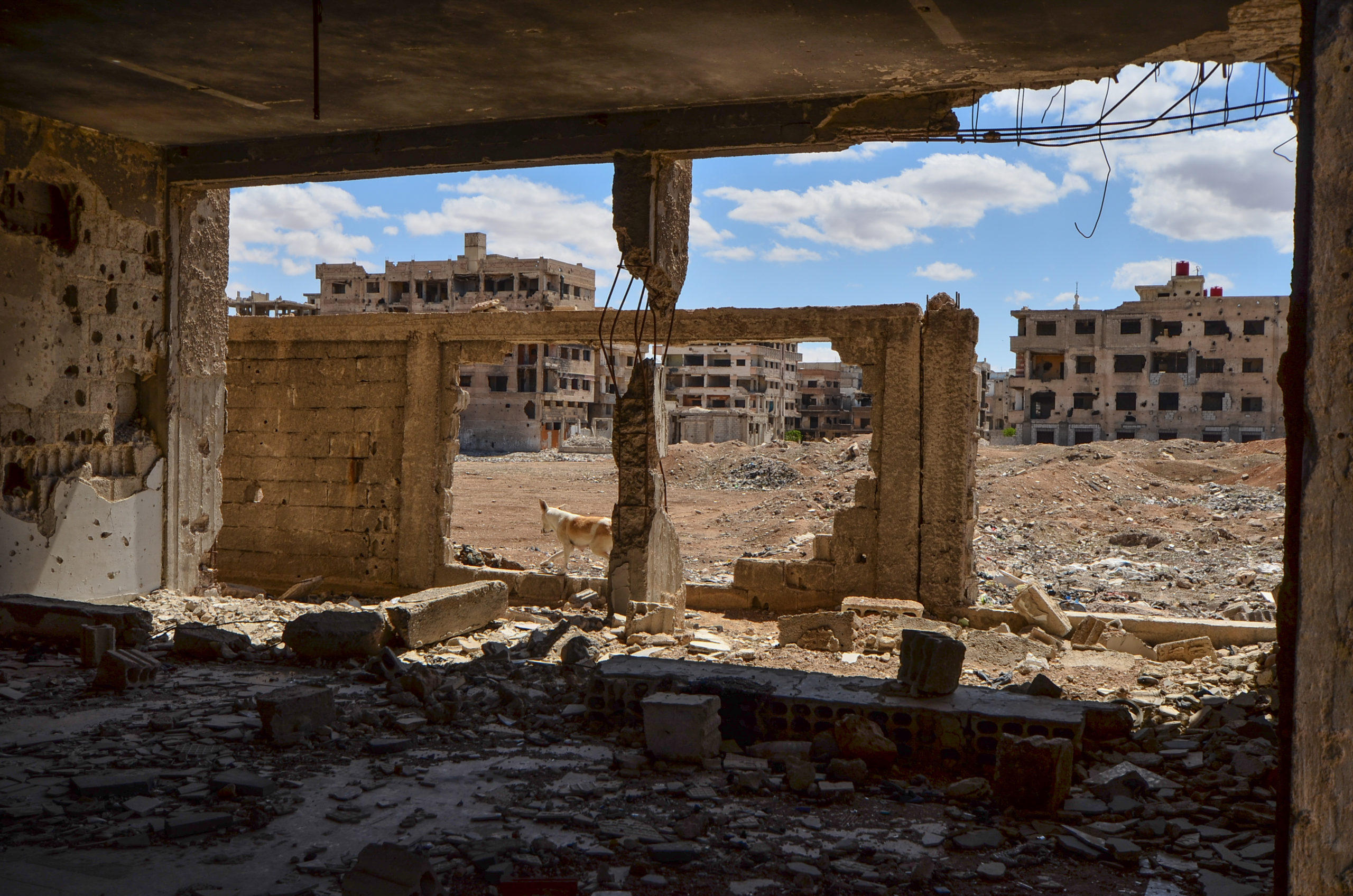 View of the former front line between HTS and the Assad regime from the Al-Mutamid ibn Abbad school, April-June 2025
