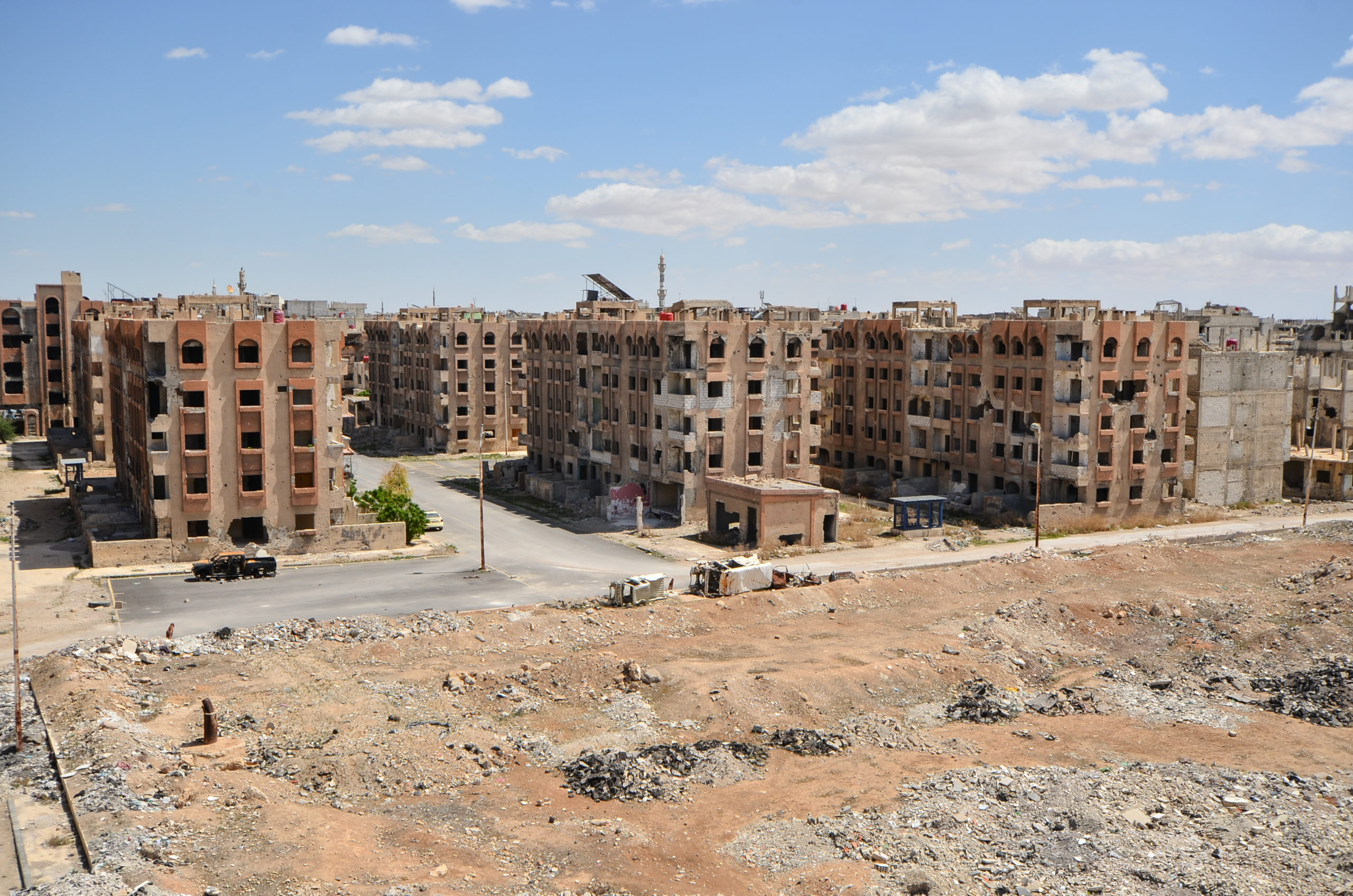 View from the top of a school - former frontline between HTS and ISIS, Yarmouk, April-June 2025.